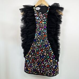 Elegant Black Kids Formal Dress with Colorful Embellishments